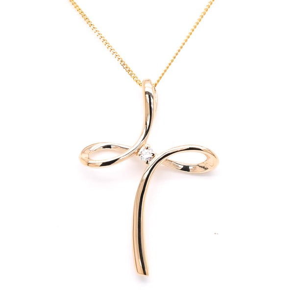 graziella Fire & Ice 10KT Yellow Gold 18" 0.03CTW Canadian Diamond Cross Necklace