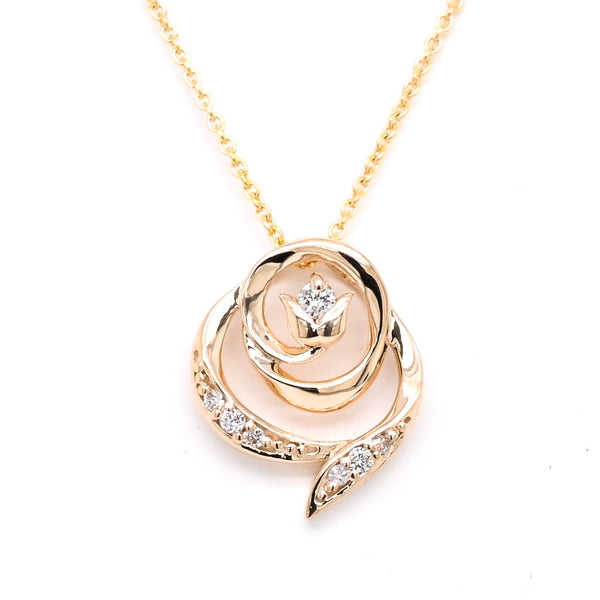 graziella Fire & Ice 10KT Yellow Gold 18" 0.03CTW Canadian diamond Rose Necklace