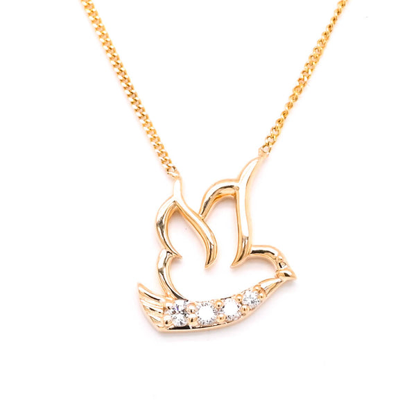 graziella Fire & Ice 10KT Yellow Gold 18" 0.04CTW Canadian Diamond Turtle Dove Necklace