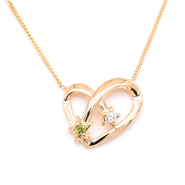 graziella Fire & Ice 10KT Yellow Gold 18" Peridot & Canadian Diamond Heart Necklace