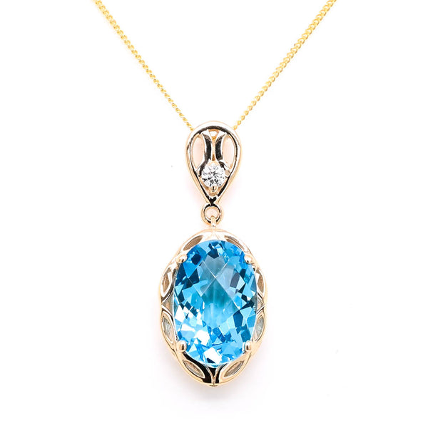 graziella Fire & Ice 10KT Yellow Gold 2.80CT Blue Topaz & Canadian Diamond Necklace