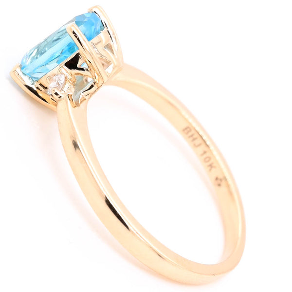 Graziella Fire & Ice 10KT Yellow Gold Blue Topaz & Canadian Diamond Ring