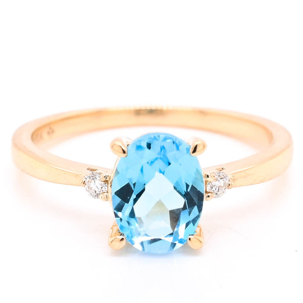 graziella Fire & Ice 10KT Yellow Gold Blue Topaz & Canadian Diamond Ring