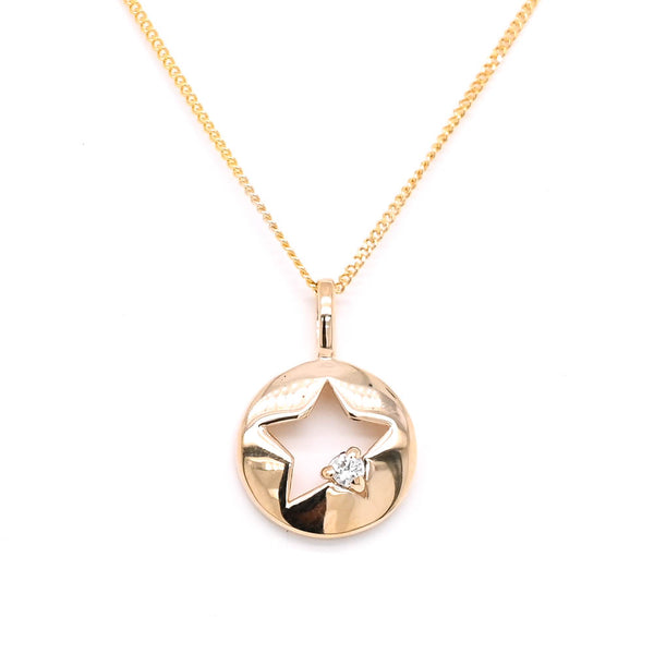 graziella Fire & Ice10KT Yellow Gold 18" 0.02CT Canadian Diamond Star Necklace