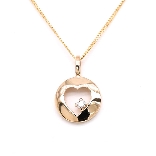 graziella Fire & Ice10KT Yellow Gold 18" 0.02CT Canadian Diamond Heart Necklace