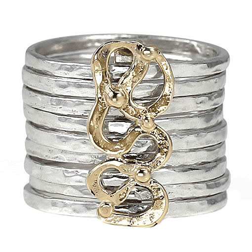 graziella Flow Meditation Ring. Sterling Silver and 9KT Yellow Gold. Size 8