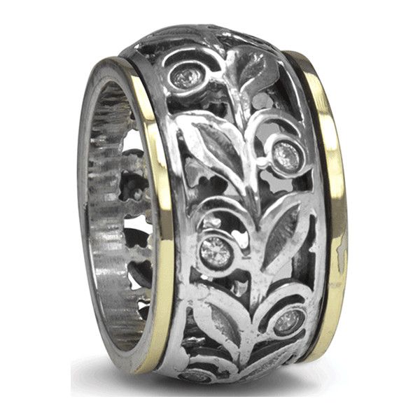 graziella Forever Meditation Ring. Sterling Silver 9KT Yellow Gold and C.Z. Si