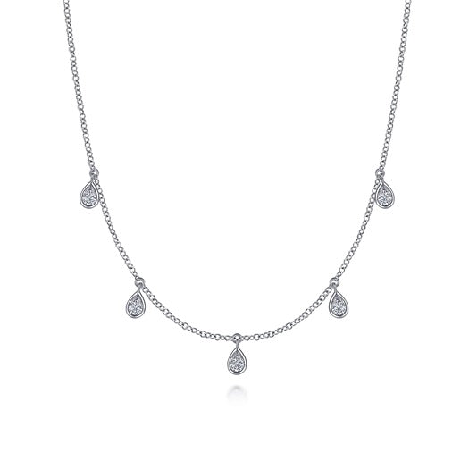 graziella Gabriel & Co 14K White Gold 16" 0.25CTW Teardrop Bezel Set Diamond Dro
