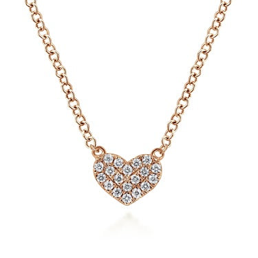 graziella Gabriel & Co 14KT Rose Gold 17.5" 0.07CTW Pave Diamond Heart Necklace