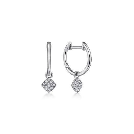 graziella Gabriel & Co 14KT White Gold 0.11CTW Cushion Cut Pavé Diamond Drop Earrings