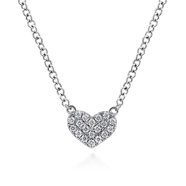 graziella Gabriel & Co 14KT White Gold 17.5" 0.06CTW Pavé Diamond Heart Necklace