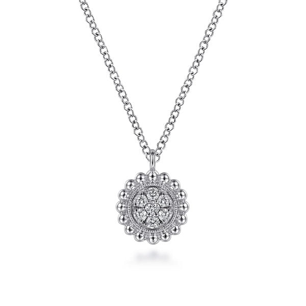 graziella Gabriel & Co 14KT White Gold 17.5" 0.11CTW Diamond Cluster Bujukan Frame Necklace