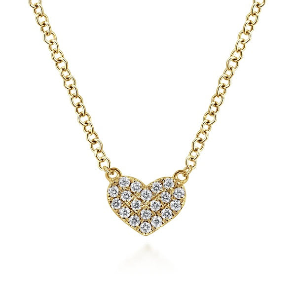 graziella Gabriel & Co 14KT Yellow Gold 17.5" 0.07CTW Pave Diamond Heart Necklace