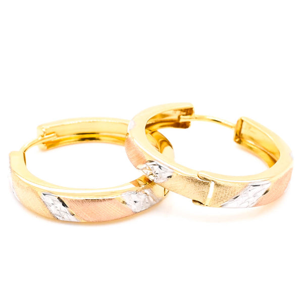 graziella 10KT Tri-Colour Gold Huggie Earrings