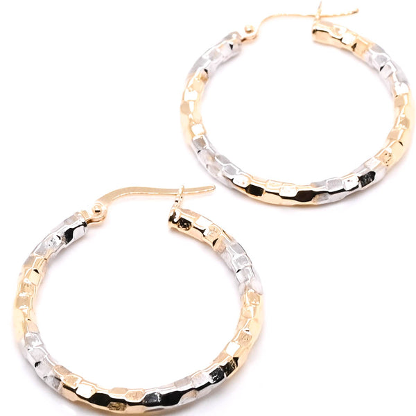 graziella 10KT Two-Tone Gold Medium Hoop Earrings