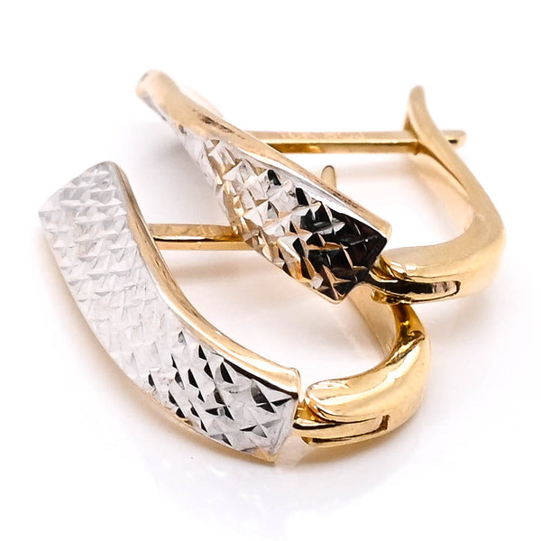 graziella 10KT Two-Tone Gold Oval Huggie Earrings