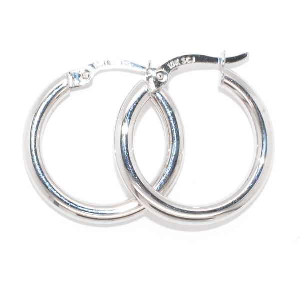 graziella 10KT White Gold 15MM Hoop Earrings