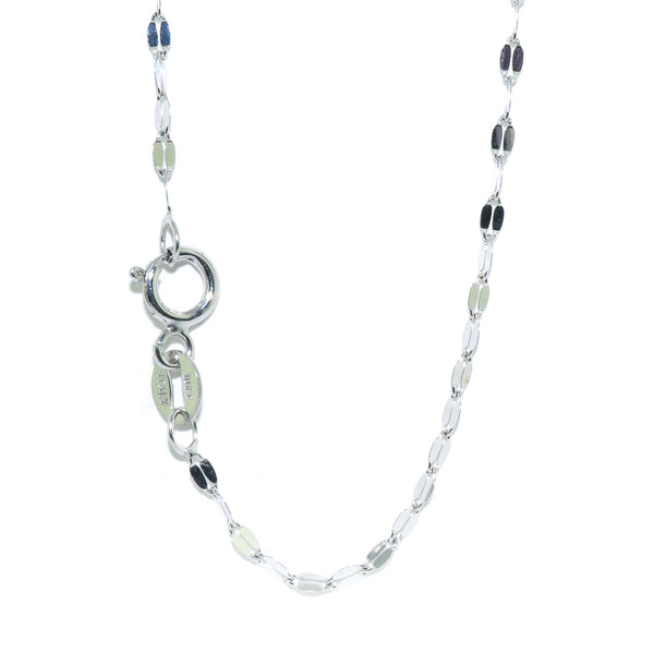 graziella 10KT White Gold 18" Mirror Link Chain
