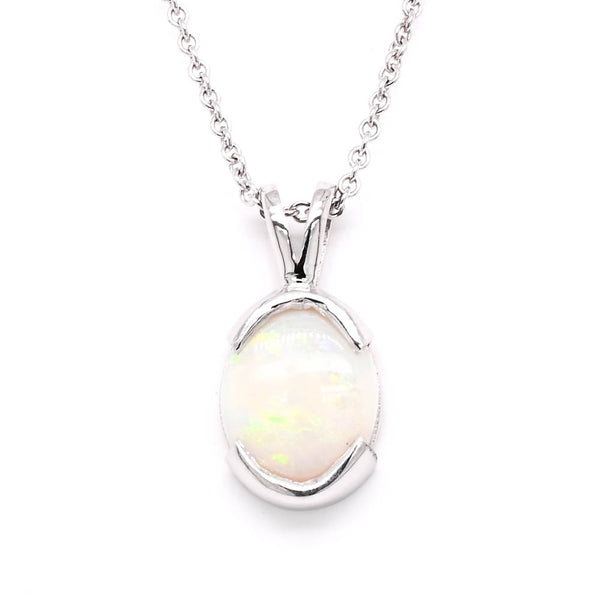 graziella 10KT White Gold 18" White Opal Necklace