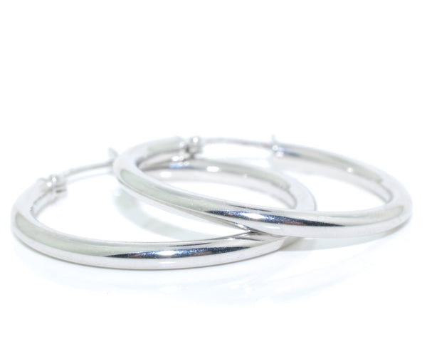 graziella 10KT White Gold 25MM Hoop Earrings