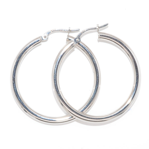 graziella 10KT White Gold 25MM Hoop Earrings