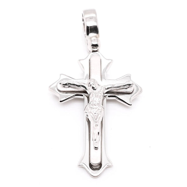 graziella 10KT White Gold 35x17mm Crucifix Pendant