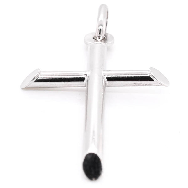 Graziella 10KT White Gold 35x20mm Cross Pendant