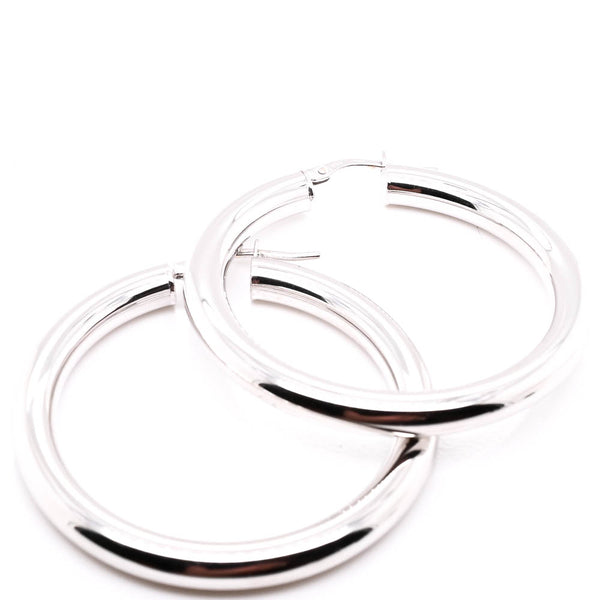 graziella 10KT White Gold 36mm Hoop Earrings