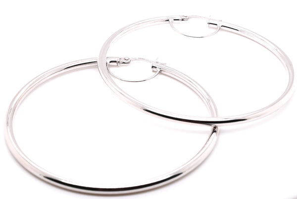 graziella 10KT White Gold 65mm Large Hoop Earrings
