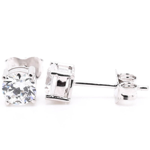 graziella 10KT White Gold 6MM C.Z Stud Earrings
