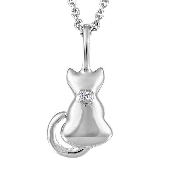 graziella 10KT White Gold and Diamond Cat Necklace