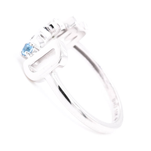 Graziella 10KT White Gold Blue Topaz "MRS" Ring