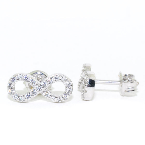 graziella 10KT White Gold C.Z. Infinity Earrings