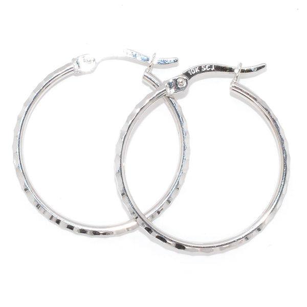 graziella 10KT White Gold Medium Hoop Earrings