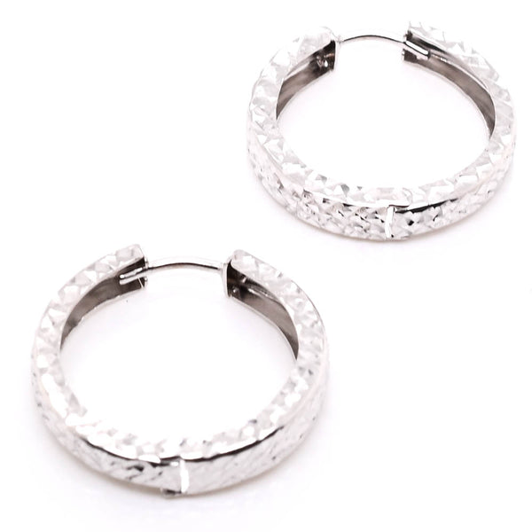 graziella 10KT White Gold Medium Hoop Earrings