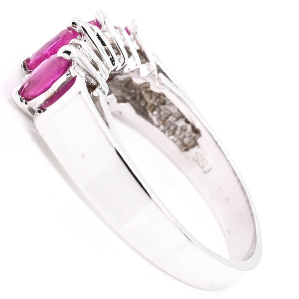 Graziella 10KT White Gold Ruby & Diamond Ring