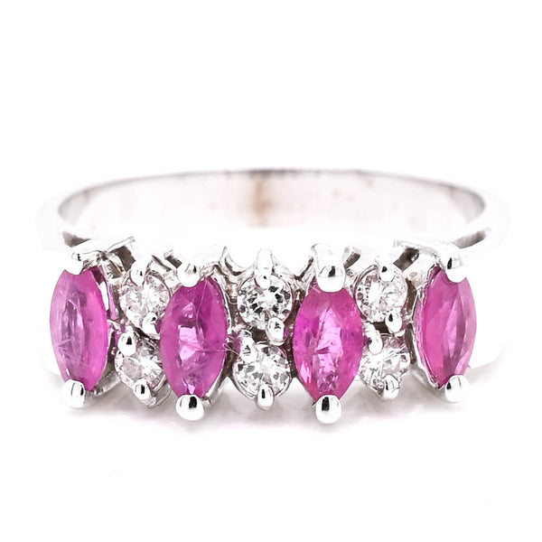 Graziella 10KT White Gold Ruby & Diamond Ring