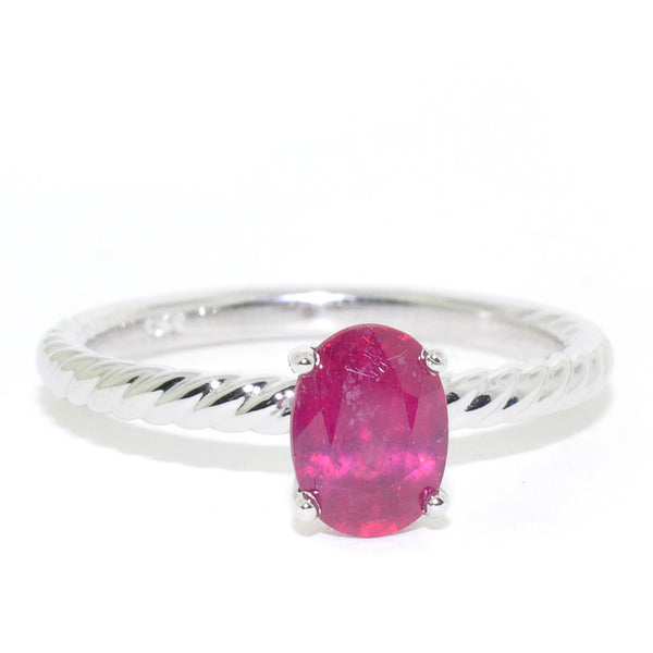 graziella 10KT White Gold Simulated Ruby Ring
