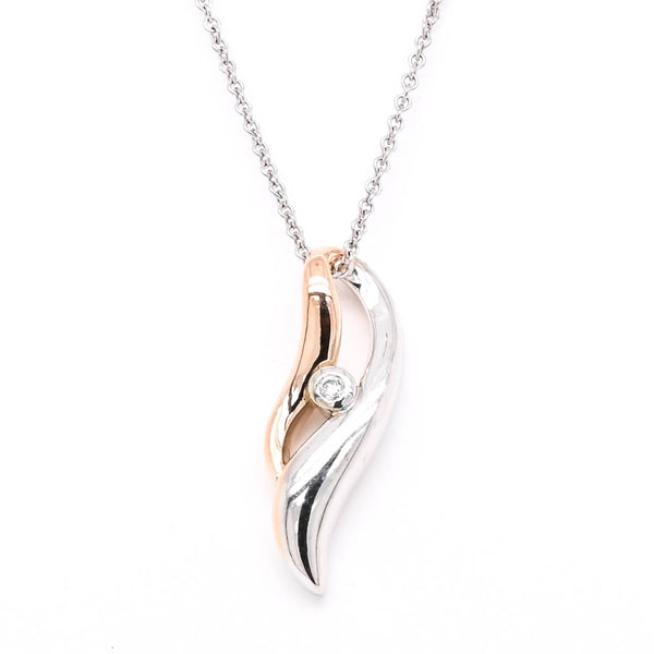 graziella 10KT White & Rose Gold 18" Diamond Necklace