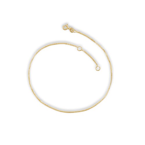 Graziella 10KT Yellow Gold 10" 1mm Box Link Anklet