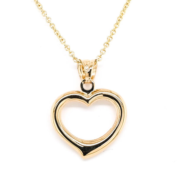 graziella 10KT Yellow Gold 18" 15mm Heart Necklace