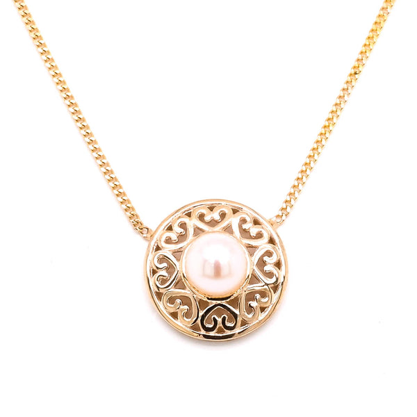 graziella 10KT Yellow Gold 18" 4mm Pearl Necklace