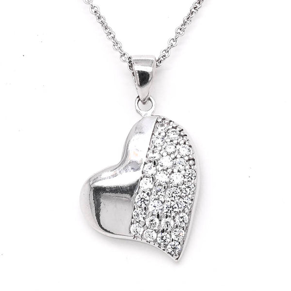 graziella 10KT Yellow Gold 18" C.Z Heart Necklace