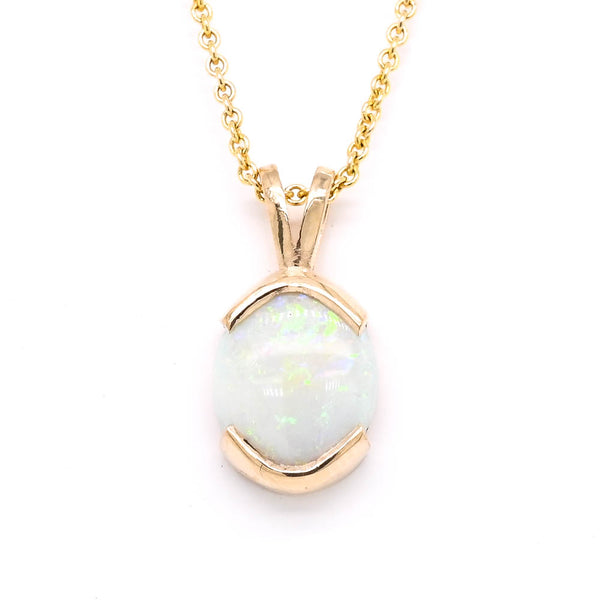 graziella 10KT Yellow Gold 18" White Opal Necklace