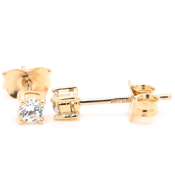 graziella 10KT Yellow Gold 3MM C.Z Stud Earrings