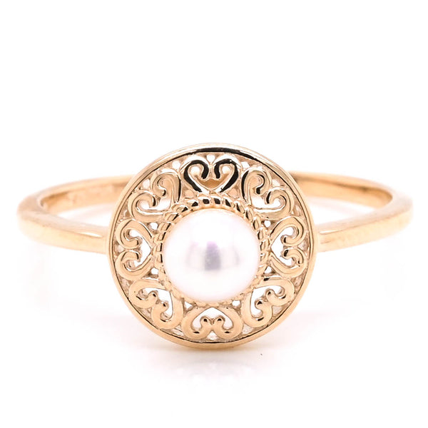 graziella 10Kt Yellow Gold 4mm Pearl Ring