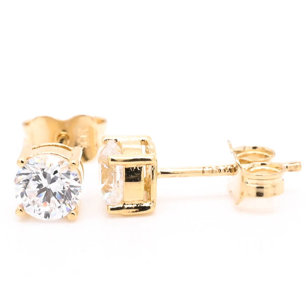 graziella 10KT Yellow Gold 6MM C.Z Stud Earrings