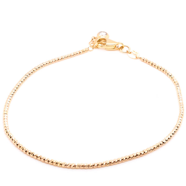 graziella 10KT Yellow Gold 7.5" 1.5MM Bead Bracelet