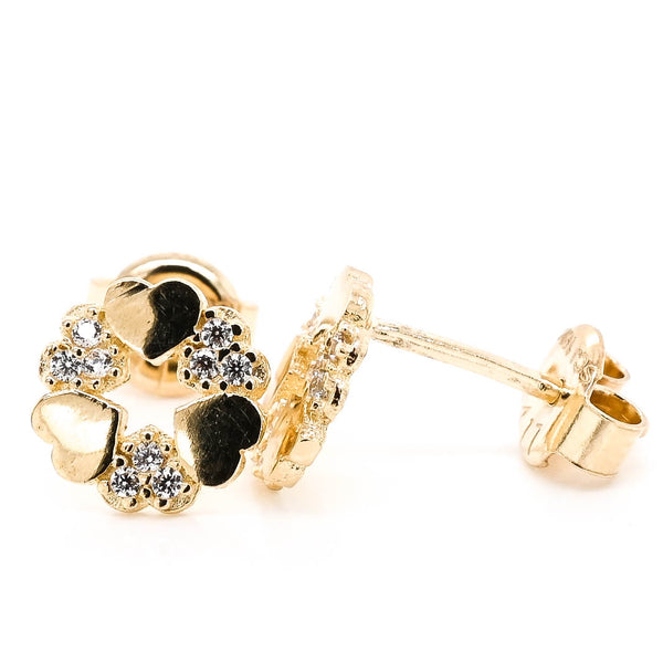 graziella 10KT Yellow Gold C.Z Heart Stud Earrings