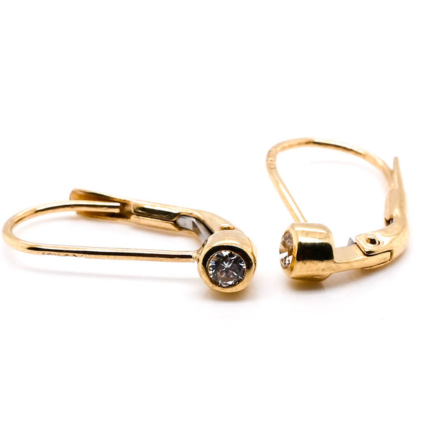 graziella 10KT Yellow Gold C.Z Lever Back Earrings